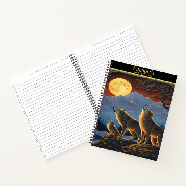 Carnet Les loups serenade la nuit illuminée par la lune (Intérieur)