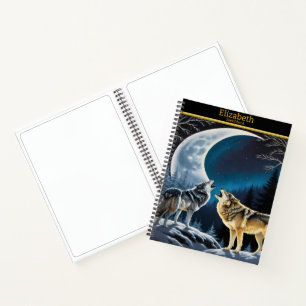 Carnet Les loups serpentent le clair de lune pendant une