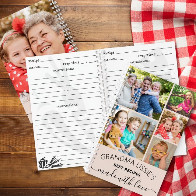 Carnet Les meilleures recettes de grand-mère Cookbook 6 P (Grandma's Best Recipes Cookbook 6 Photo Collage Notebook)