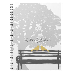 Carnet Les oiseaux sur un Mariage de banc de parc