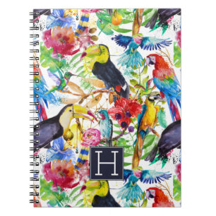 Carnet Les perroquets colorés d'aquarelle ajoutent