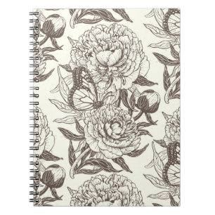 Carnet Les pivoines et les papillons bloquent l'impressio