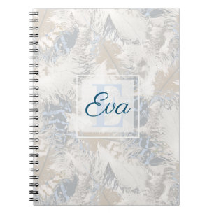 Carnet les plumes de hibou sont gris beige bleu oiseau bo