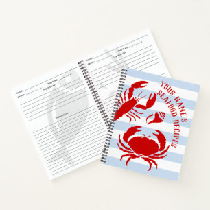 Carnet Les recettes de fruits de mer écrivent vos propre
