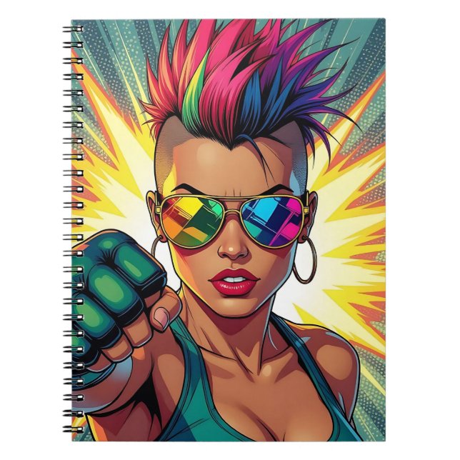 Carnet Lesbienne LGBT Mohawk Uppercut Pop Art (Devant)