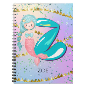 Carnet Letter Z Monogram Watercolor Cute Mermaid Nursery