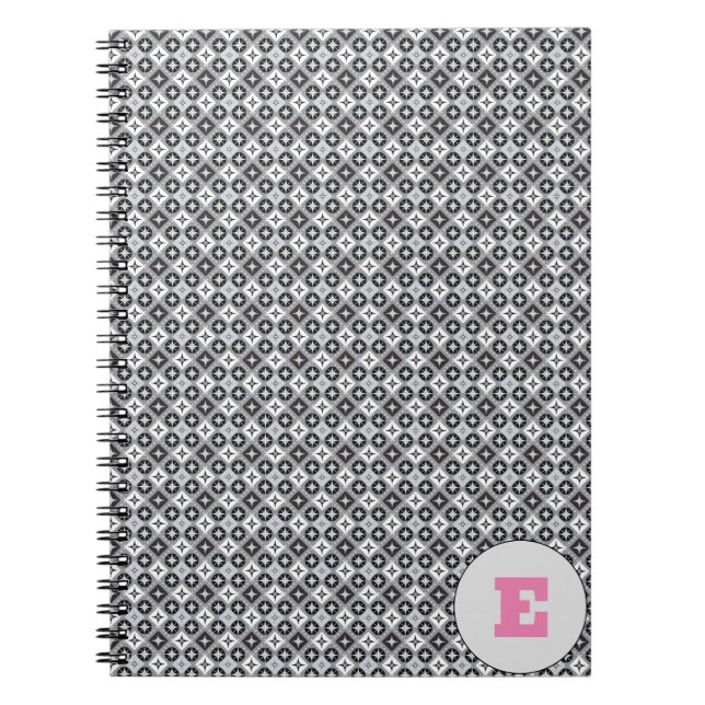 Carnet Lettre avec motif gris et blanc (Devant)