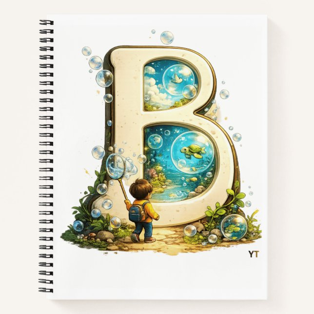 Carnet Lettre B Initiale | Cadeau d'alphabet à l'aquarell (Devant)