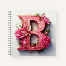 Lettre B Monogramme Floral Élégant Rose Rose Spira