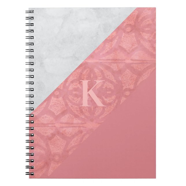 Carnet LETTRE Batik Rose Ruddy ET Aquarelle Grise (Devant)