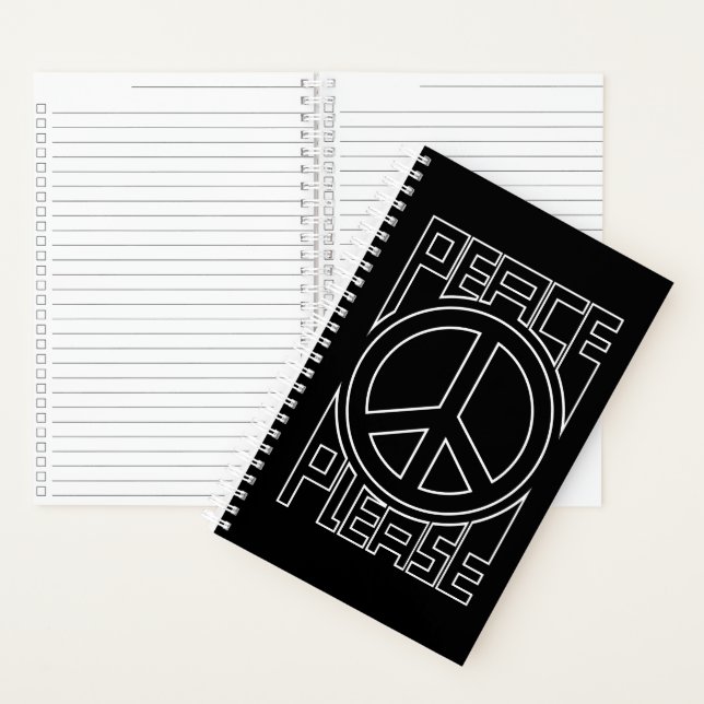 Carnet Lettre de contour noir Peace Please (À l'intérieur)