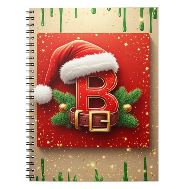 Carnet Lettre de Santa B avec couronne de pin style de va (Devant)