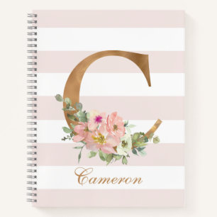 Carnet LETTRE D'HUILE D'OR Floral BLANC C MONO