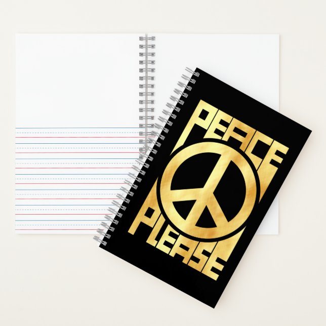 Carnet Lettre dorée Peace Please (À l'intérieur)