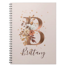 LETTRE FLEURIE B automne Cuivre Automne Fleurs