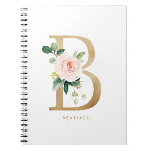 Carnet LETTRE Florale B MONO Pretty Faux Or