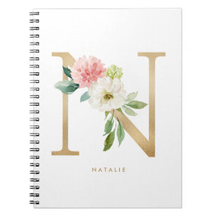 Carnet LETTRE Florale N MONO Pretty Faux Or