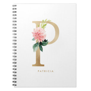 Carnet LETTRE Florale P MONO Pretty Faux Or