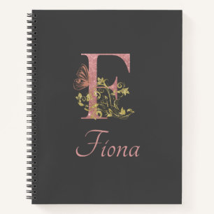 Carnet LETTRE Florale Parties scintillant rose F BILLET