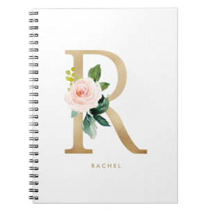 Carnet LETTRE Florale R MONO Pretty Faux Or