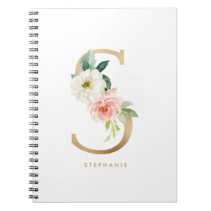 Carnet LETTRE Florale S MONO Pretty Faux Or
