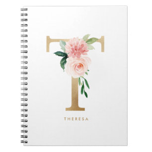 Carnet LETTRE Florale T MONO Pretty Faux Or