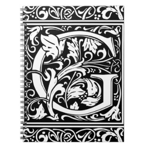 Carnet Lettre G Monogramme médiéval Art Nouveau
