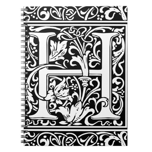 Carnet Lettre H Monogramme médiéval Art Nouveau (Devant)