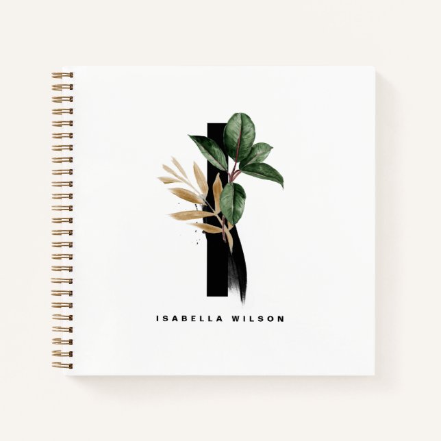 Carnet Lettre I Monogramme Vert Tropical Gold Foil (Devant)