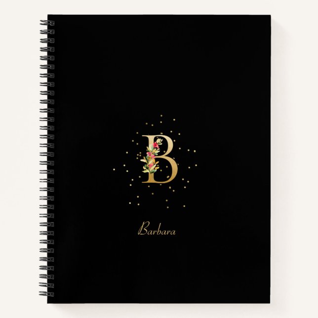 Carnet Lettre initiale B en monogramme moderne à motif fl (Devant)