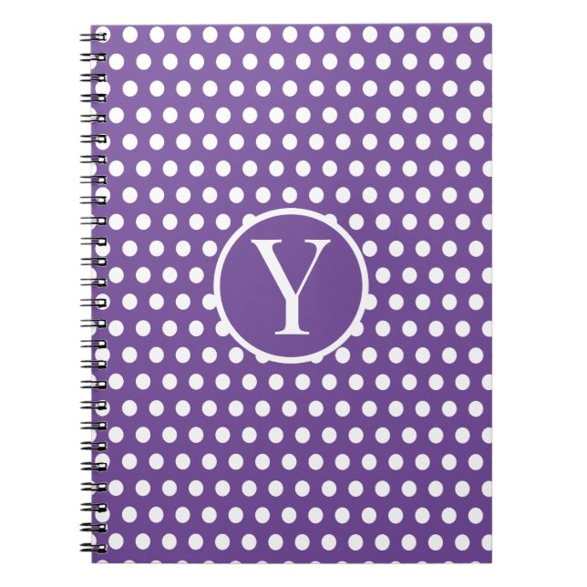 Carnet Lettre initiale classique chic Polka Dot Purple (Devant)