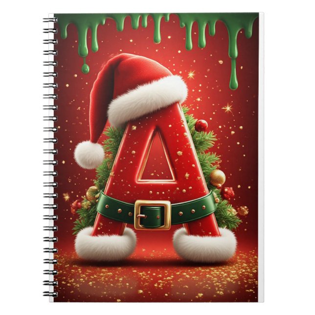 Carnet Lettre initiale de Noël A pour les cadeaux de fête (Devant)