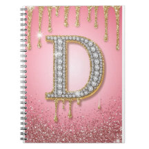Lettre initiale diamant D or rose cadeau pour mama