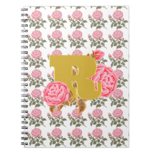 Carnet Lettre initiale du Rose floral Monogramme Nom Coup