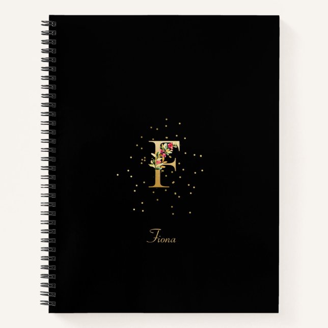 Carnet Lettre initiale F en monogramme moderne avec motif (Devant)