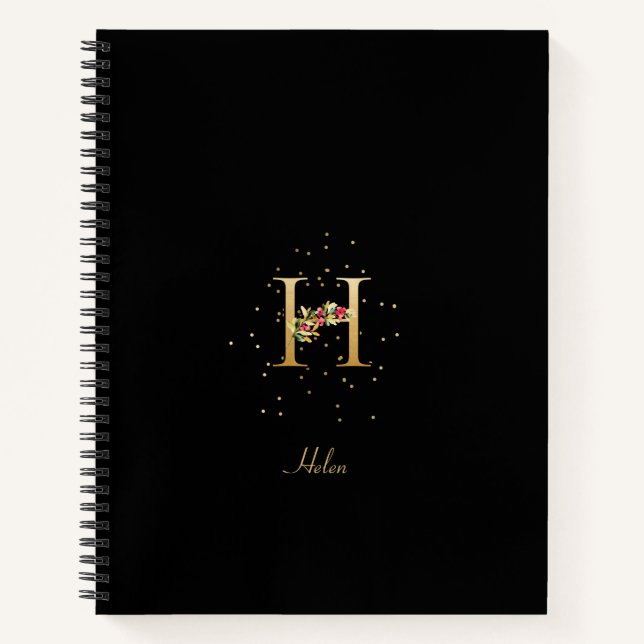Carnet Lettre initiale H en monogramme moderne avec motif (Devant)