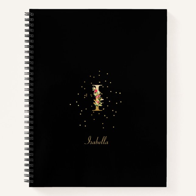 Carnet LETTRE INITIALE I MODÈLE Floral (Devant)