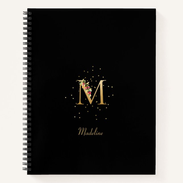 Carnet Lettre initiale M en monogramme moderne avec motif (Devant)