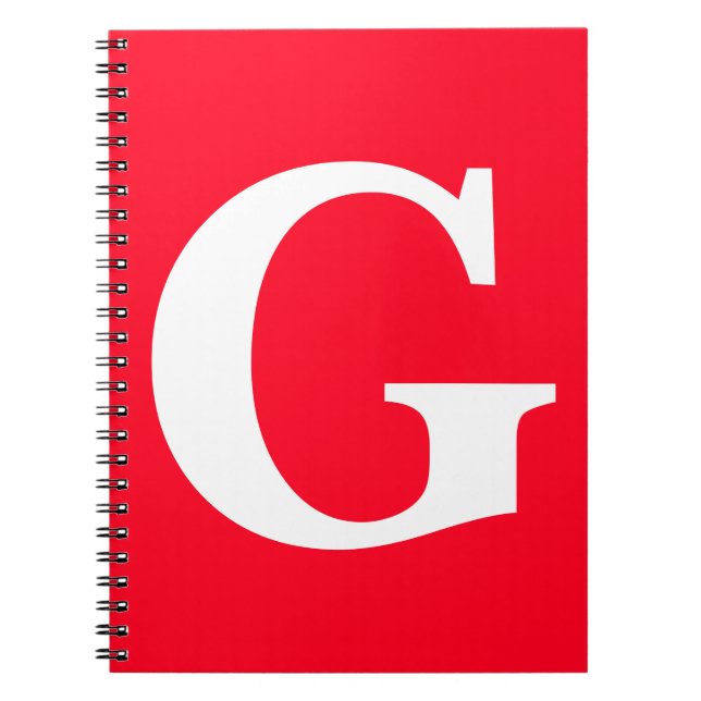 Carnet Lettre initiale monogramme rouge blanc simple (Devant)