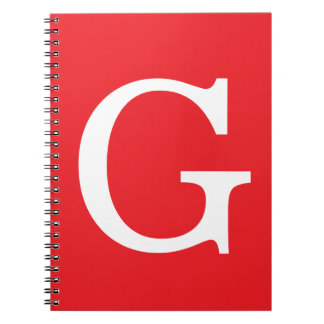 Carnet Lettre initiale monogramme rouge blanc simple