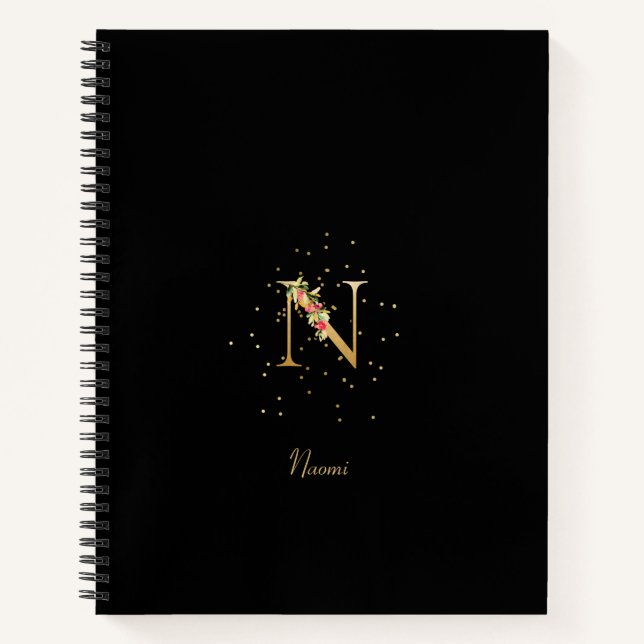 Carnet Lettre initiale N en monogramme moderne avec motif (Devant)