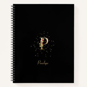 Carnet Lettre initiale P en monogramme moderne avec motif