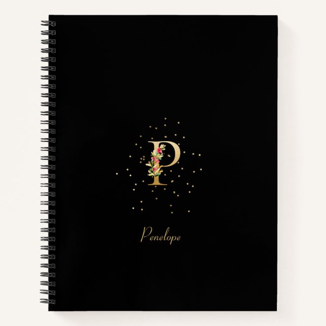 Carnet Lettre initiale P en monogramme moderne avec motif (Devant)