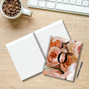 Carnet Lettre initiale personnalisée élégante O Roses Mon