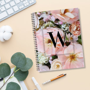 Carnet Lettre initiale personnalisée élégante W Roses Mon