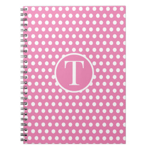 Carnet Lettre initiale rétro de Cjic Cute Polka Dotd Pink