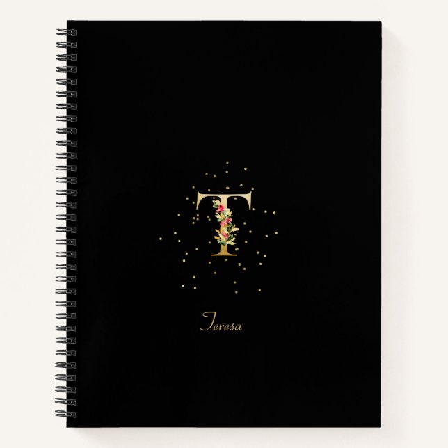 Carnet Lettre initiale T en monogramme moderne avec motif (Devant)