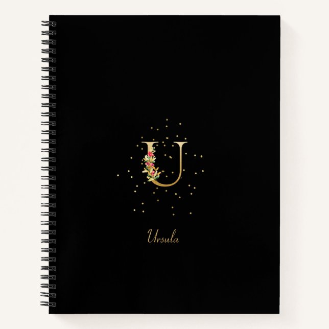 Carnet Lettre initiale U en monogramme moderne avec motif (Devant)