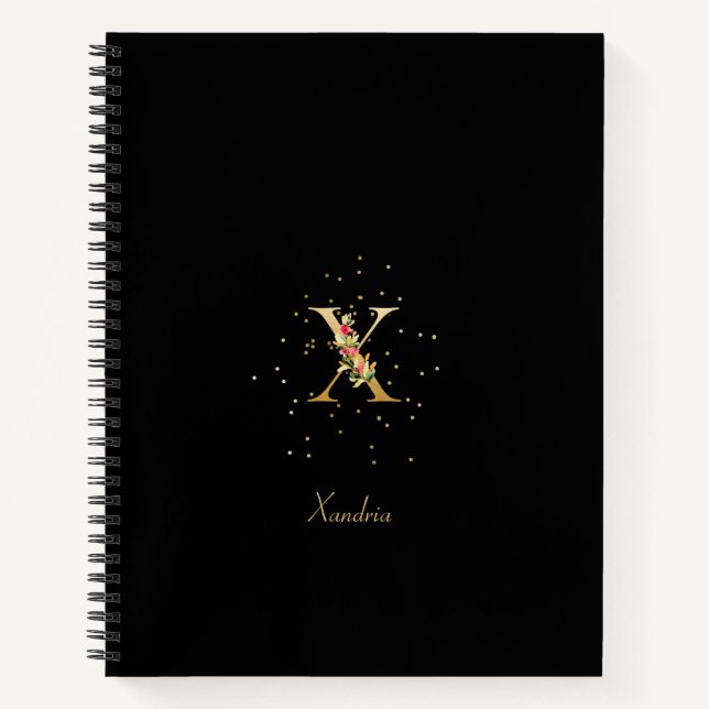 Carnet Lettre initiale X en monogramme moderne avec motif (Devant)