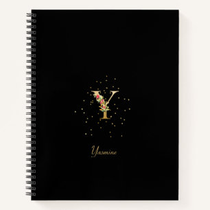 Carnet Lettre initiale Y en monogramme moderne à motif fl